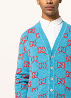 GUCCI Strickjacke, Farbe: BLAU/ ROT (Bild 1)