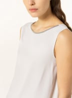FABIANA FILIPPI Top mit Seide und Schmucksteinen, Farbe: CREME (Bild 1)