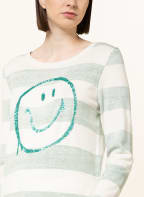 oui Pullover mit Pailletten, Farbe: MINT/ ECRU (Bild 1)