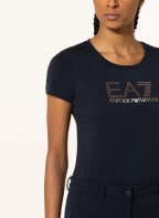 EA7 EMPORIO ARMANI T-Shirt mit Schmucksteinen , Farbe: DUNKELBLAU (Bild 1)