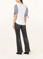 LAUREN RALPH LAUREN Blusenshirt im Materialmix mit 3/4-Arm, Farbe: WEISS/ DUNKELGRAU (Bild 1)