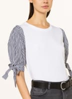 LAUREN RALPH LAUREN Blusenshirt im Materialmix mit 3/4-Arm, Farbe: WEISS/ DUNKELGRAU (Bild 1)