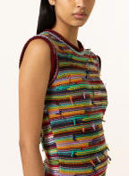 Chloé Stricktop aus Cashmere, Farbe: DUNKELROT/ WEISS/ LILA (Bild 1)