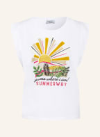LIU JO T-shirt with decorative gem trim, Color: WHITE (Image 1)