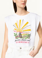 LIU JO T-shirt with decorative gem trim, Color: WHITE (Image 1)