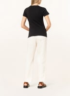 LIU JO T-shirt with decorative gem trim, Color: BLACK (Image 1)