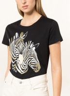 LIU JO T-shirt with decorative gem trim, Color: BLACK (Image 1)