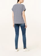 LIU JO T-shirt with decorative gem trim, Color: DARK BLUE/ WHITE (Image 1)