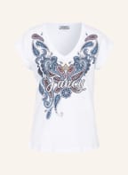 LIU JO T-shirt with decorative gem trim, Color: WHITE (Image 1)
