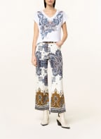 LIU JO T-shirt with decorative gem trim, Color: WHITE (Image 1)