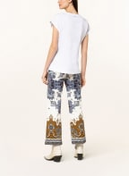 LIU JO T-shirt with decorative gem trim, Color: WHITE (Image 1)
