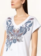 LIU JO T-shirt with decorative gem trim, Color: WHITE (Image 1)