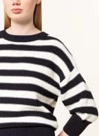 BOSS Pullover FEVANGELINE mit 3/4-Arm, Farbe: DUNKELBLAU/ WEISS (Bild 1)