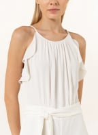VM VERA MONT Jumpsuit mit Volantbesatz im Materialmix, Farbe: WEISS (Bild 1)