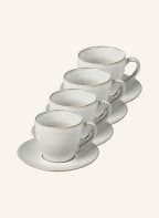 BROSTE COPENHAGEN Set of 4 NORDIC SAND: mugs and saucers , Color: CREAM/ DARK BROWN/ LIGHT BLUE (Image 1)