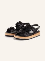 Pertini Platform sandals with decorative gems, Color: BLACK (Image 1)