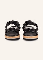 Pertini Platform sandals with decorative gems, Color: BLACK (Image 1)