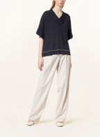 FABIANA FILIPPI Sweater with 3/4 sleeves and decorative gems, Color: BLUE (Image 1)