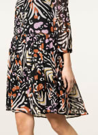 oui Hemdblusenkleid mit 3/4-Arm, Farbe: SCHWARZ/ WEISS/ HELLLILA (Bild 1)