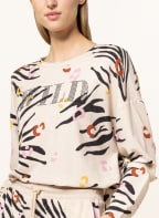 oui Sweatshirt mit Schmucksteinen, Farbe: CREME/ SCHWARZ (Bild 1)