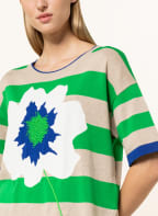oui Kurzarm-Pullover mit Stickereien, Farbe: BEIGE/ GRÜN/ BLAU (Bild 1)