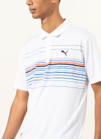 PUMA Funktions-Poloshirt CANYON, Farbe: WEISS/ BLAU/ HELLROT (Bild 1)
