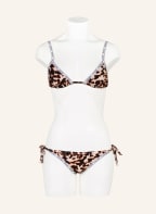 Calvin Klein Triangel-Bikini-Top LOGO TAPE, Farbe: CREME/ SCHWARZ/ DUNKELORANGE (Bild 1)