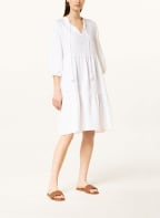 darling harbour Linen dress with 3/4 sleeves, Color: WHITE (Image 1)