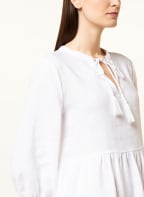 darling harbour Linen dress with 3/4 sleeves, Color: WHITE (Image 1)
