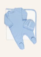 PETIT BATEAU Set: Strampler, Mütze und Krabbeldecke, Farbe: HELLBLAU/ WEISS (Bild 1)