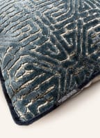 ROHLEDER Velvet decorative cushion with feather filling , Color: GRAY/ BLUE/ ECRU (Image 1)
