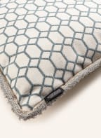 ROHLEDER Decorative cushion GRID with feather filling, Color: CREAM/ TEAL (Image 1)