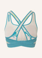 UNDER ARMOUR Sports bra MID CROSSBACK, Color: ECRU/ TURQUOISE/ LIGHT GREEN (Image 1)