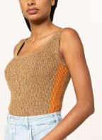 CLOSED Stricktop aus Leinen , Farbe: DUNKELORANGE/ HELLBRAUN/ BRAUN (Bild 1)