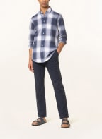 STROKESMAN'S Hemd Modern Fit mit Leinen, Farbe: DUNKELBLAU/ WEISS/ ORANGE (Bild 1)