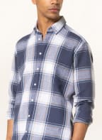 STROKESMAN'S Hemd Modern Fit mit Leinen, Farbe: DUNKELBLAU/ WEISS/ ORANGE (Bild 1)