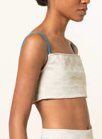 Off-White Cropped-Top, Farbe: BLAUGRAU/ CREME (Bild 1)