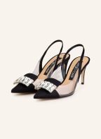 sergio rossi Slingback pumps with decorative gems, Color: BLACK (Image 1)
