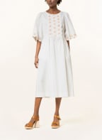 SEE BY CHLOÉ Kleid mit Lochspitze und 3/4-Arm, Farbe: WEISS/ HELLROSA/ ALTROSA (Bild 1)