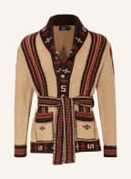 RRL Strickjacke mit Leinen , Farbe: CAMEL/ DUNKELBRAUN/ DUNKELROT (Bild 1)