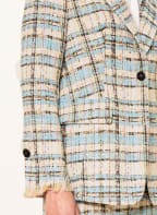 MARC CAIN Tweed-Blazer mit Fransen, Farbe: 333 blue topaz (Bild 1)