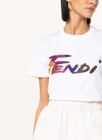FENDI T-Shirt mit Pailletten, Farbe: WEISS/ FUCHSIA/ BRAUN (Bild 1)