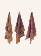Bloomingville Set of 3 dish towels LURA, Color: FUCHSIA/ DARK ORANGE/ BEIGE (Image 1)