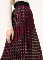 LIU JO Pleated skirt with glitter thread, Color: BLACK/ FUCHSIA/ ORANGE (Image 1)