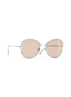 CHANEL Schmetterlingsförmige Sonnenbrille mit Perlen, Farbe: C12473 - SILBER/ HELLBRAUN (Bild 1)
