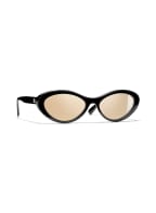CHANEL Katzenaugenförmige Sonnenbrille , Farbe: C622T6 - SCHWARZ/ GOLD VERSPIEGELT (Bild 1)