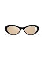 CHANEL Katzenaugenförmige Sonnenbrille , Farbe: C622T6 - SCHWARZ/ GOLD VERSPIEGELT (Bild 1)