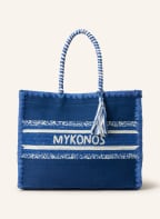 DE SIENA Shopper MYKONOS with decorative beads, Color: BLUE/ ECRU (Image 1)