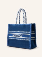 DE SIENA Shopper MYKONOS with decorative beads, Color: BLUE/ ECRU (Image 1)