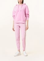 MARC CAIN Velour hoodie with decorative gems, Color: 257 orchid pink (Image 1)
